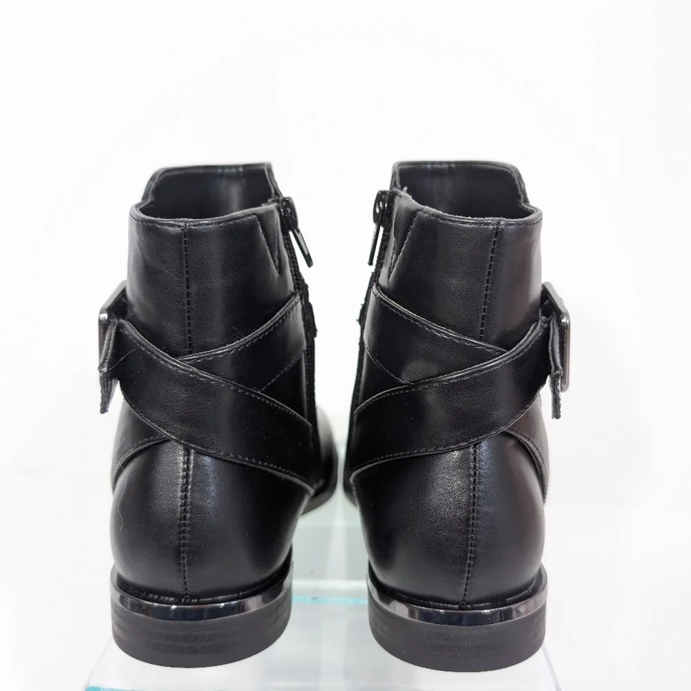 Nine West Akimy Ankle Boots sz 6.5 NEW Women Faux Black Leather Booties